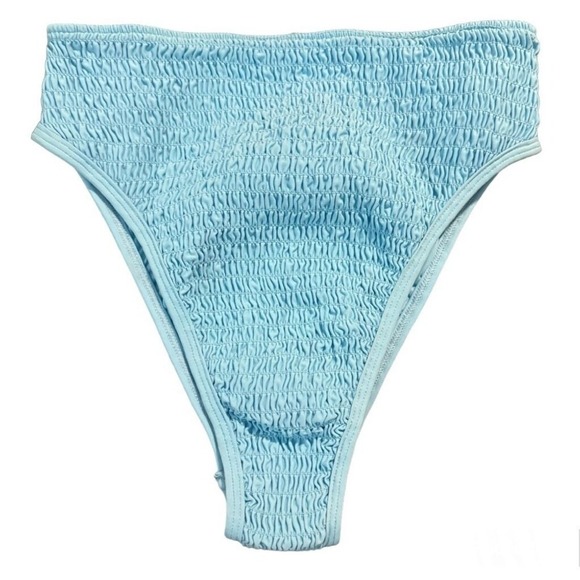 L Space Blue Smocked High Waist Bikini Bottoms Size S‎ - Picture 3 of 5